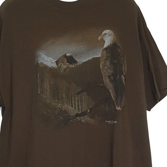 Lost Creek Outfitters Men's Shirt 2XL Eagles Brown Short Sleeve 100% Cotton Vtg - Picture 2 of 9